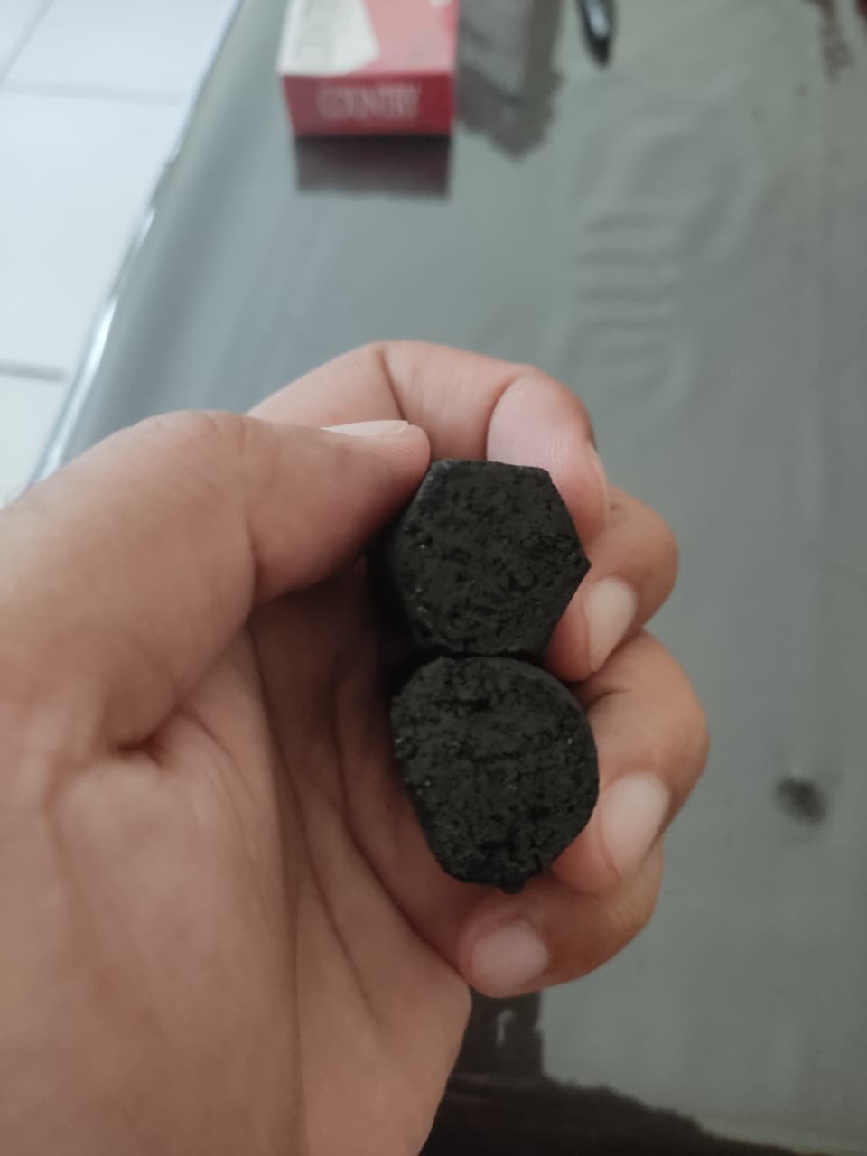 Close-up View of Briquette Cube Alignment